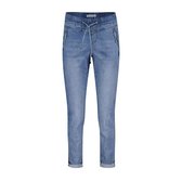 Red Button Tessy crop Jog Denim  Blue