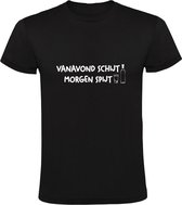 Vanavond schijt morgen spijt | Heren T-shirt | Zwart | Borrel | Drank Avond | Feest | Fuif | Zuipen | Shotjes