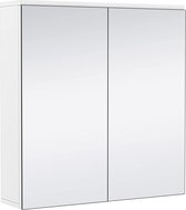 Furnibella - Badkamerkast met 2 spiegeldeuren hangkast spiegelkast voor badkamer 2-traps badkamerkast in hoogte verstelbare plank