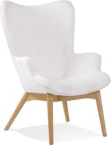 Alterego Scandinavische oorfauteuil 'TRAPEUR' van witte boucléstof