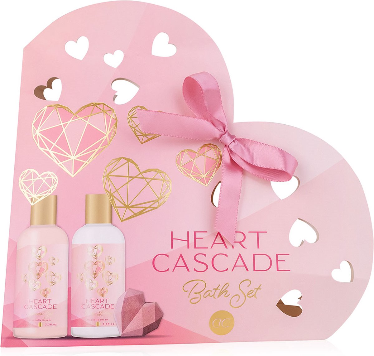 Goedkoopste Romantisch valentijn cadeau vrouw - geschenkset - Luxe body badset Heart Cascade - romantisch in prachtig hart - Magnolia droom - Kado vrouwen, moeder, vriendin, zus, oma, mama