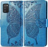 Samsung Galaxy A03s Hoesje - Mobigear - Butterfly Serie - Kunstlederen Bookcase - Blauw - Hoesje Geschikt Voor Samsung Galaxy A03s