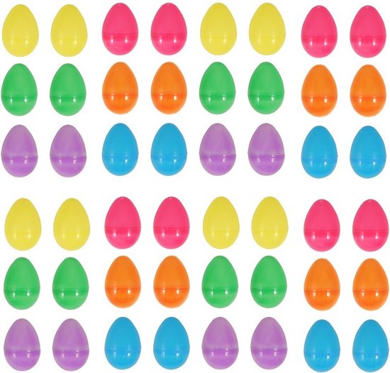 Set de 24 x Oeufs de Pâques surprise en plastique multicolore 6 cm - Fabrication d'oeufs de Pâques - Décoration de Pasen / Décoration de Pâques