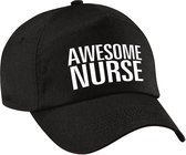 Awesome nurse pet / cap zwart voor dames - baseball cap - cadeau petten / caps