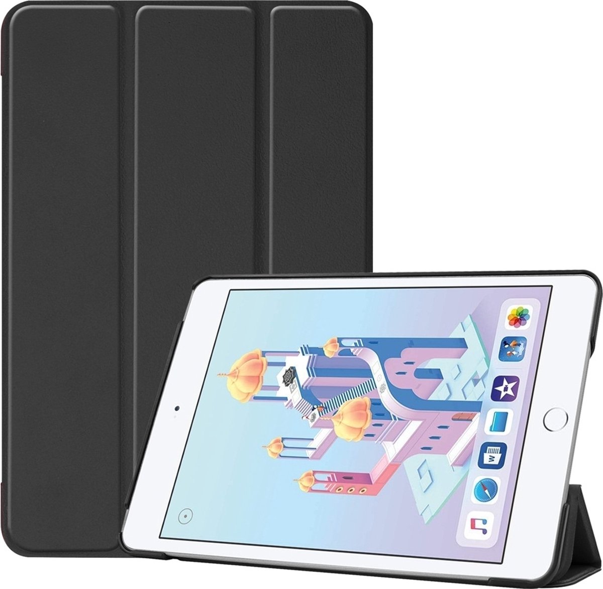 Mobigear Tablethoes geschikt voor Apple iPad Mini 5 (2019) Hoes | Mobigear Tri-Fold Bookcase - Zwart