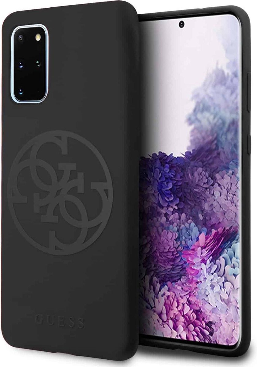 Guess Silicone 4G Circle Back Case - Geschikt voor Samsung Galaxy S20 Plus - Zwart