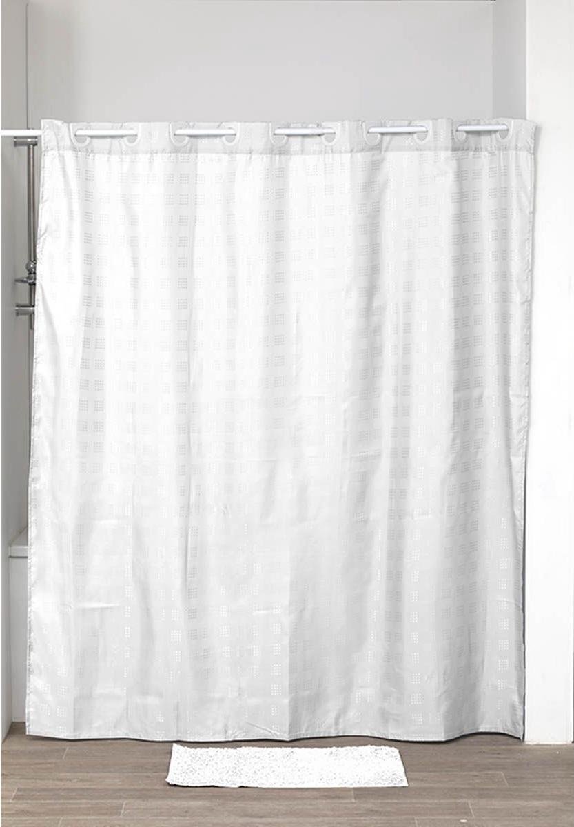 Trendy Polyester Douchegordijn - Badkamer – Wit - met Ophang Ringen/Haken - 180 x 200 cm – Douchen