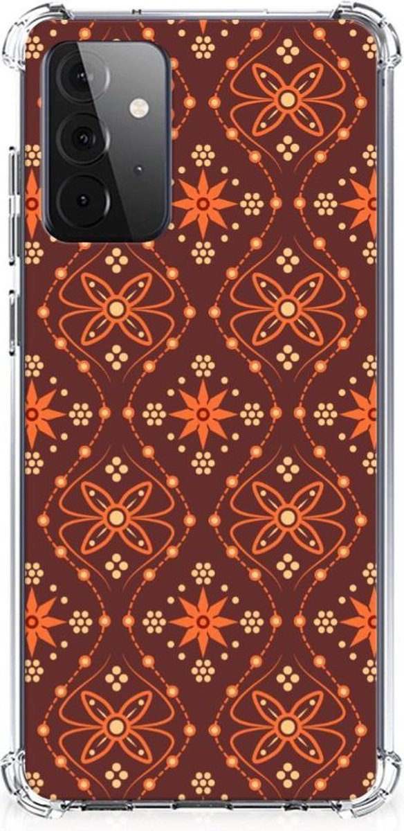 Samsung Galaxy A72 4G/5G Doorzichtige Silicone Hoesje Batik Brown