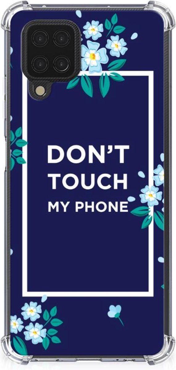 Samsung Galaxy A12 Anti Shock Case Flowers Blue DTMP