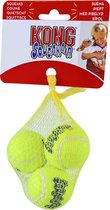 Kong hond Squeakair met piep small, net à 3 tennisballen. (Ø 5 cm)