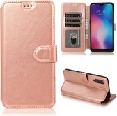 Voor xiaomi mi 9 kalf textuur magnetische gesp horizontale flip lederen tas met houder & kaartsleuven & portemonnee & fotolijst (rose goud)