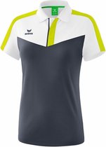 Erima Squad Polo Dames Wit-Slate Grijs-Lime Maat 40