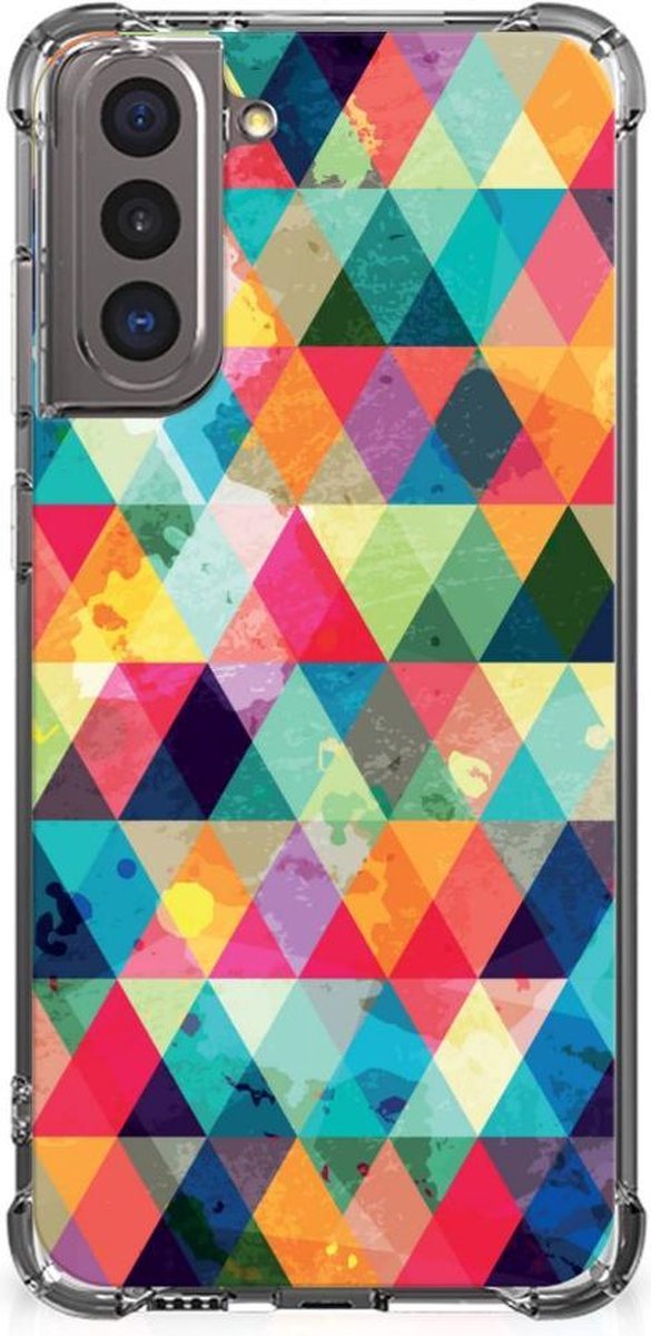 Samsung Galaxy S21 Doorzichtige Silicone Hoesje Geruit