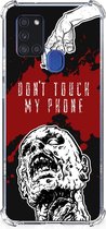 Telefoon Hoesje Samsung Galaxy A21s Backcover Soft Siliconen Hoesje met transparante rand Zombie Blood