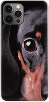 ADEL Siliconen Back Cover Softcase Hoesje Geschikt voor iPhone 12 (Pro) - Teckel Hond