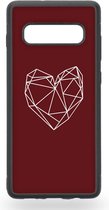 Geometric burgundy heart Telefoonhoesje - Samsung Galaxy S10+
