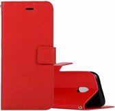 Voor Galaxy J3 (2017) (EU-versie) Crazy Horse Texture Horizontale flip lederen tas met houder & kaartsleuven & portemonnee & fotolijst (rood)
