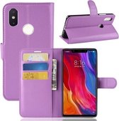 Litchi Texture Horizontale Flip Leren Case voor Xiaomi Mi 8 SE, met Portemonnee & Houder & Kaartsleuven (Paars)