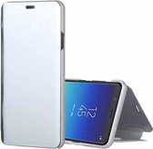 Mirror Clear View Horizontale Flip PU lederen tas voor Galaxy A8 Star, met houder (zilver)