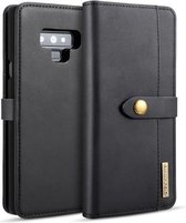 DG.MING Afneembare horizontale magnetische flip-hoes van lamsleer voor Galaxy Note9, met houder en kaartsleuven en portemonnee (zwart)