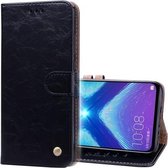 Business Style Oil Wax Texture Horizontale Flip Leather Case voor Huawei Honor 8X, met houder & kaartsleuven & portemonnee (zwart)