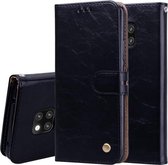 Business Style Oil Wax Texture Horizontale Flip Leather Case voor Huawei Mate 20 Pro, met houder & kaartsleuven & portemonnee (zwart)