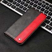 Zakelijke effen kleur stiksels horizontale flip lederen hoes voor iPhone 7 Plus, met houder en kaartsleuven en portemonnee en lanyard (rood)