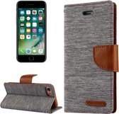 GOOSPERY CANVAS DAGBOEK voor iPhone 8 & 7 Canvas Textuur Horizontale Flip Leren Case met Kaartsleuven & Portemonnee & Houder (Grijs)