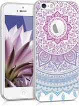 kwmobile telefoonhoesje voor Apple iPhone SE (1.Gen 2016) / 5 / 5S - Hoesje voor smartphone in blauw / roze / transparant - Indian Sun design