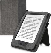 kwmobile flip cover voor e-reader - geschikt voor Tolino Page 2 - Van canvas en imitatiesuède - In grijs / zwart