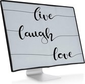 kwmobile hoes voor 27-28" Monitor - beschermhoes voor beeldscherm - Live Laugh Love design - zwart / lichtgrijs
