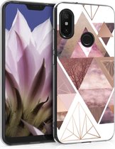 kwmobile telefoonhoesje voor Xiaomi Redmi 6 Pro / Mi A2 Lite - Hoesje voor smartphone in poederroze / roségoud / wit - Glory Driekhoeken design