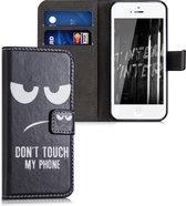 kwmobile telefoonhoesje voor Apple iPhone SE (1.Gen 2016) / 5 / 5S - Hoesje met pasjeshouder in wit / zwart - Don't Touch My Phone design