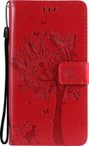 Samsung Galaxy S21 Plus Hoesje - Mobigear - Tree Serie - Kunstlederen Bookcase - Rood - Hoesje Geschikt Voor Samsung Galaxy S21 Plus