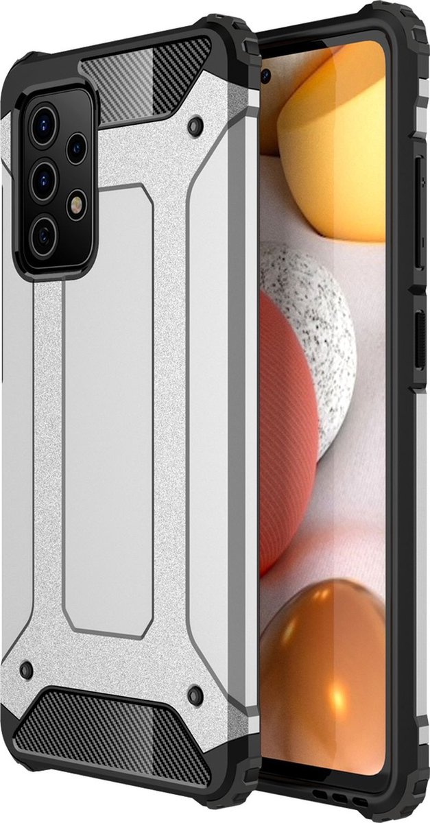 Mobigear Hoesje geschikt voor Samsung Galaxy A52s 5G Telefoonhoesje Hardcase | Mobigear Outdoor Backcover Shockproof | Schokbestendig Galaxy A52s 5G Telefoonhoesje | Anti Shock Proof - Zilver