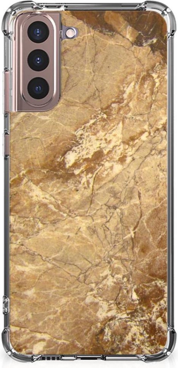 Samsung Galaxy S21 Plus Anti-Shock Hoesje Marmer Creme