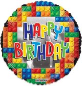 Folie ballon Lego kleuren Happy Birthday | per stuk