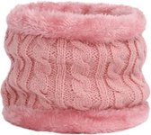 Winter warme fluwelen elastische gebreide sjaal voor kinderen, lengte: 60 cm of minder (roze)-Roze
