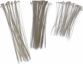 Kabelbinders/tie-wraps pakket wit 250x stuks in 3 verschillende formaten 18 cm(100x) - 28 cm(100x) - 40 cm(50x)