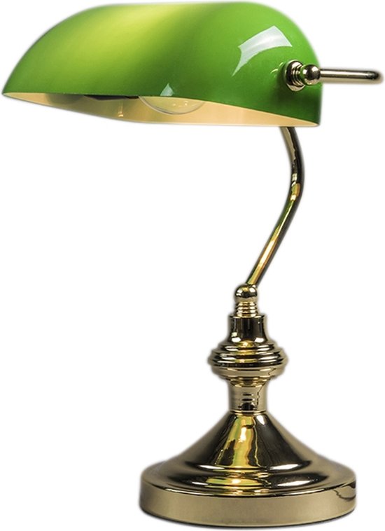 QAZQA banker - Retro Notarislamp | Bankierslamp - 1 lichts - H 360 mm - Groen - Woonkamer | Slaapkamer