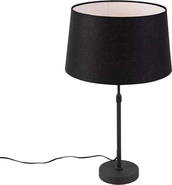 QAZQA parte - Moderne Tafellamp met kap - 1 lichts - H 700 mm - Zwart - Woonkamer | Slaapkamer | Keuken