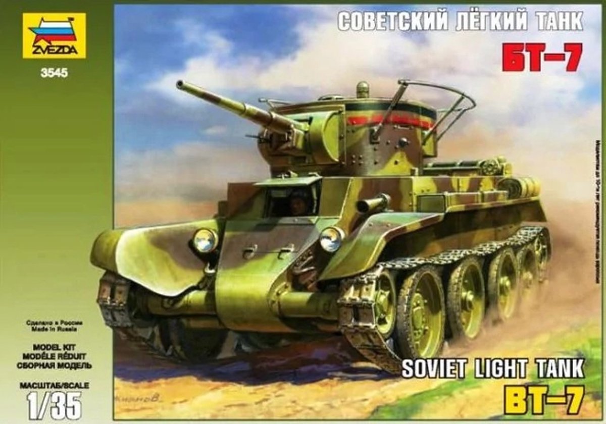 Zvezda Modelbouwpakket Militaire voertuigen - 3545 Soviet Light Tank BT-7 Plastic - 1:35 - Modelbouw