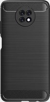 Shop4 - Xiaomi Redmi Note 9T Hoesje - Zachte Back Case Brushed Carbon Zwart
