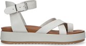 Sacha - Dames - Off white leren plateau sandalen - Maat 36