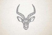 Line Art - Antelope - S - 60x45cm - Wit - geometrische wanddecoratie