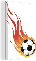 Canvas Schilderij Een illustratie van een vlammende voetbal - 40x60 cm - Wanddecoratie