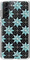 Casetastic Samsung Galaxy S21 Plus 4G/5G Hoesje - Softcover Hoesje met Design - Statement Flowers Blue Print