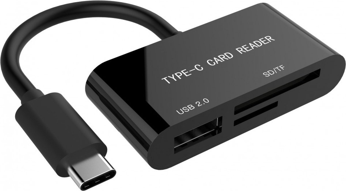 USB Cardreader met USB-C connector, USB-A aansluiting en 2 kaartsleuven - voor (Micro) SD/MMC/TF - USB2.0/USB3.0 - Gembird