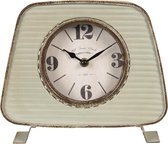 HAES deco – Retro Vintage Tafelklok - Wijzerplaat met elegante Cijfers en tekst "Old Town Clocks - 1863" - Klok zonder tikgeluiden - van Metaal - formaat 23 x 20 cm, dikte 6 cm. - TCL0562