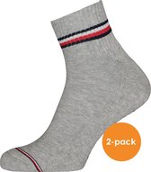 Tommy Hilfiger Iconic Quarter Socks (2-pack) - heren sneaker sportsokken katoen - grijs - Maat: 47-49
